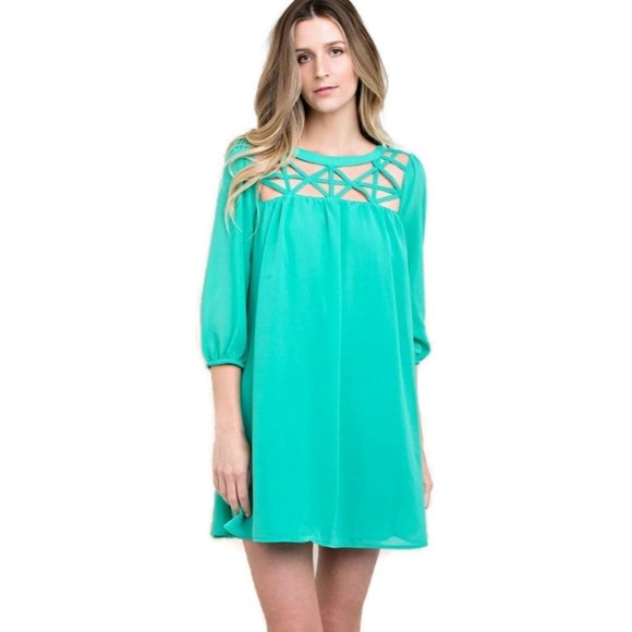 kori Dresses & Skirts - Kori America Lattice Baby Doll Dress, Green